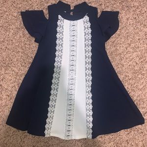 Girls Navy & Lace Dress